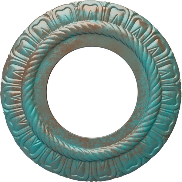 Ekena Millwork Claremont Ceiling Medallion (Canopies up to 5 5/8"), 9"OD x 4 1/2"ID x 1/2"P, Copper Green Patina CM09CLCGS - main